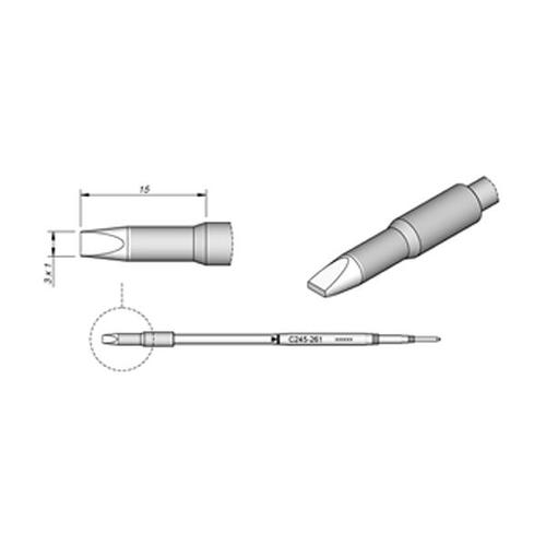 JBC Punta saldante C245-261 - Cacciavite allungato 3x1 mm