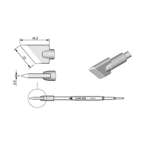 JBC Punta saldante C245-955 - Lama diagonale 13.0x0.5mm