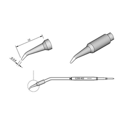 JBC C250-402 Punta saldante Conica curva Ø 0.8 mm