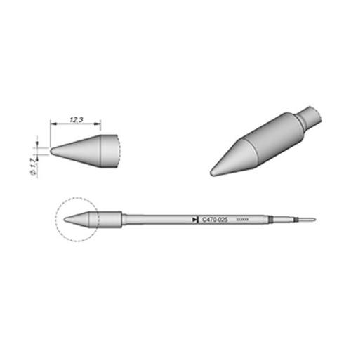 JBC C470-025 Punta saldante Conica per rivetti 1.7mm