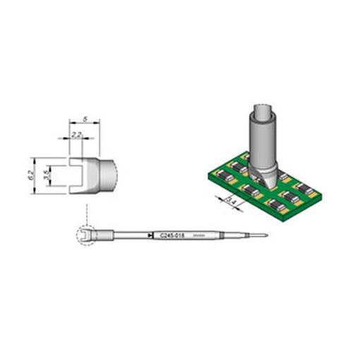 JBC Punta saldante C245-018 - Biforcuta per Chip 3.4 mm