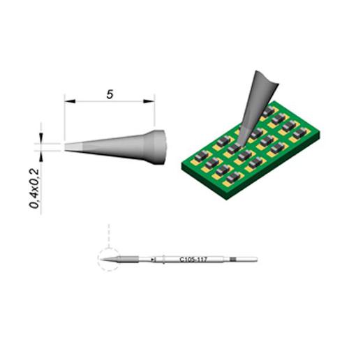 JBC NanoPunta saldante C105-117 - Cacciavite 0.4x0.2mm - 1pz