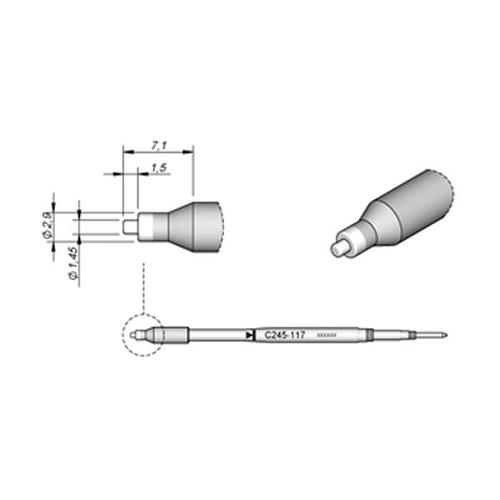 JBC Punta saldante C245-117 - Per fori 1.45 mm