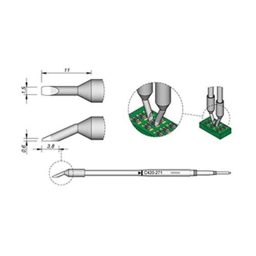 JBC C420-271 Punta per pinza termica Lama 1.5mm