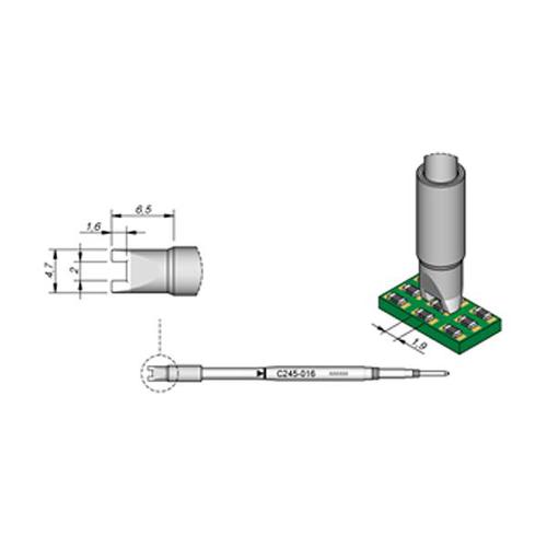 JBC Punta saldante C245-016 - Biforcuta per Chip 1.9 mm