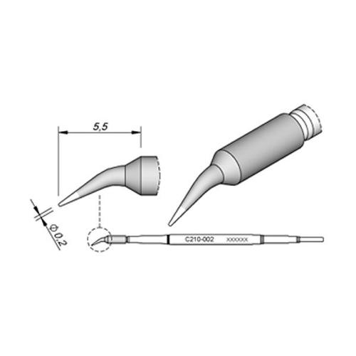 JBC Punta saldante C210-002 - Conica curva Ø 0.2 mm