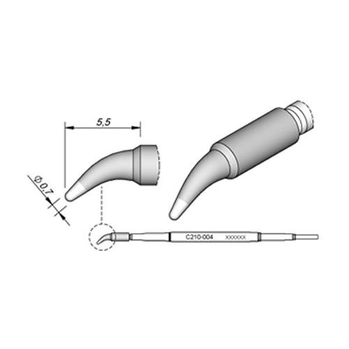 JBC Punta saldante C210-004 - Conica curva Ø 0.7 mm