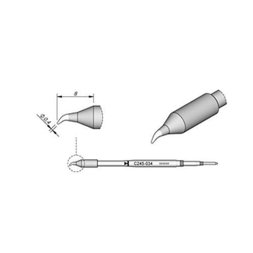 JBC Punta saldante C245-034 - Conica curva corta Ø 0.4 mm