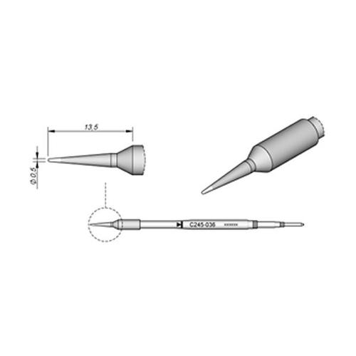 JBC Punta saldante C245-036 - Conica Ø 0.5 mm