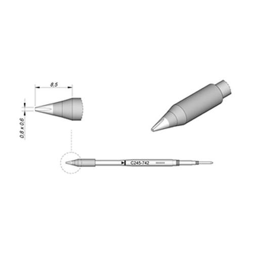 JBC Punta saldante C245-742 - Cacciavite HT 0.8x0.6 mm