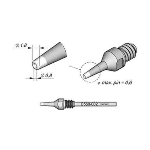 JBC C560-002 Punta dissaldante Alto rendimento D.I. Ø 0.8 mm