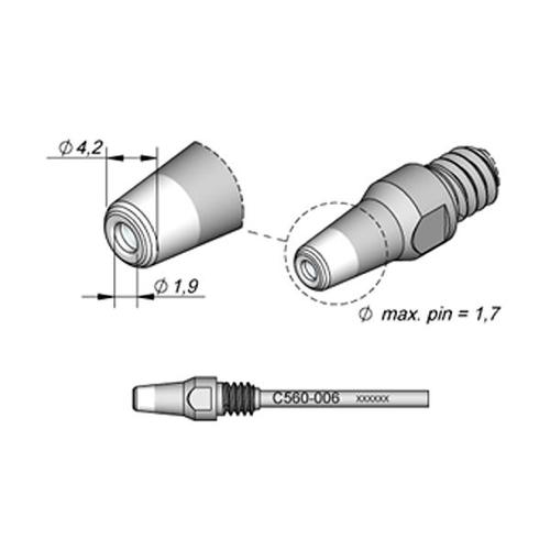 JBC C560-006 Punta dissaldante Lunga durata D.I. Ø 1.9 mm