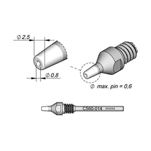 JBC C560-014 Punta dissaldante Lunga durata D.I. Ø 0.8 mm