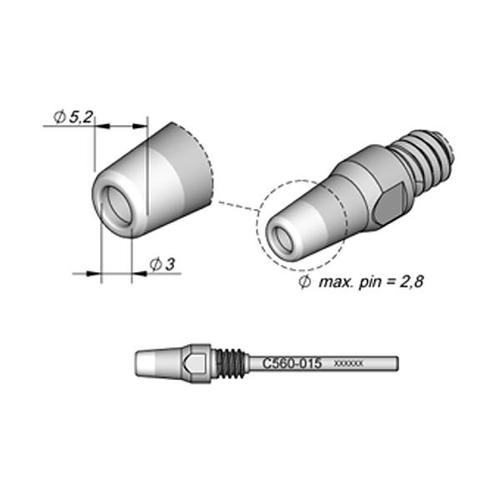 JBC C560-015 Punta dissaldante Lunga durata D.I. Ø 3.0 mm